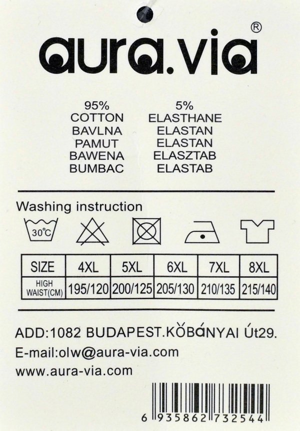 Bokserki męskie Auravia grafitowe–prążkowane, 95% bawełny, classic fit, rozmiar 5XL