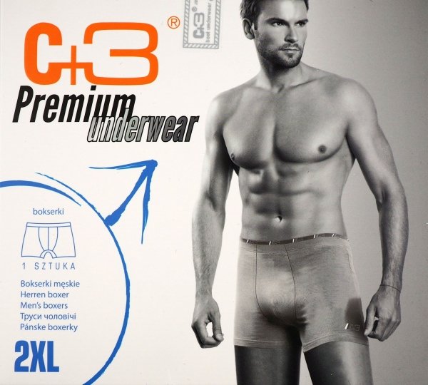 Granatowe bokserki męskie, jakość firmy C+3 roz XXL, 95% zawartość bawełny.