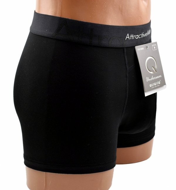Bokserki męskie Auravia–czarne, bambus 85%, elastyczny pas AttractiveMan, rozmiar M