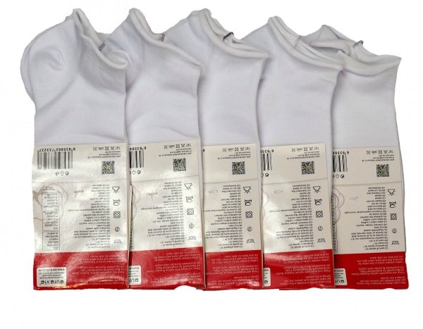 Skarpety unisex, stopki klasyczne zestaw 5 par w rozmiarze 38-41, Bezuciskowew w kolorze białym wykonane przez firmę AuraVia.. Model NDG3390.