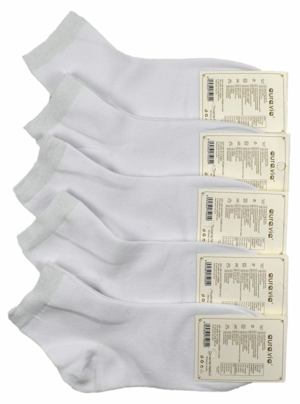 Skarpety białe 3/4 Aura.Via to praktyczny zestaw 5 par. Bawełniane i oddychające, idealnie sprawdzają się w codziennym noszeniu – od sneakersów po klasyczne buty.