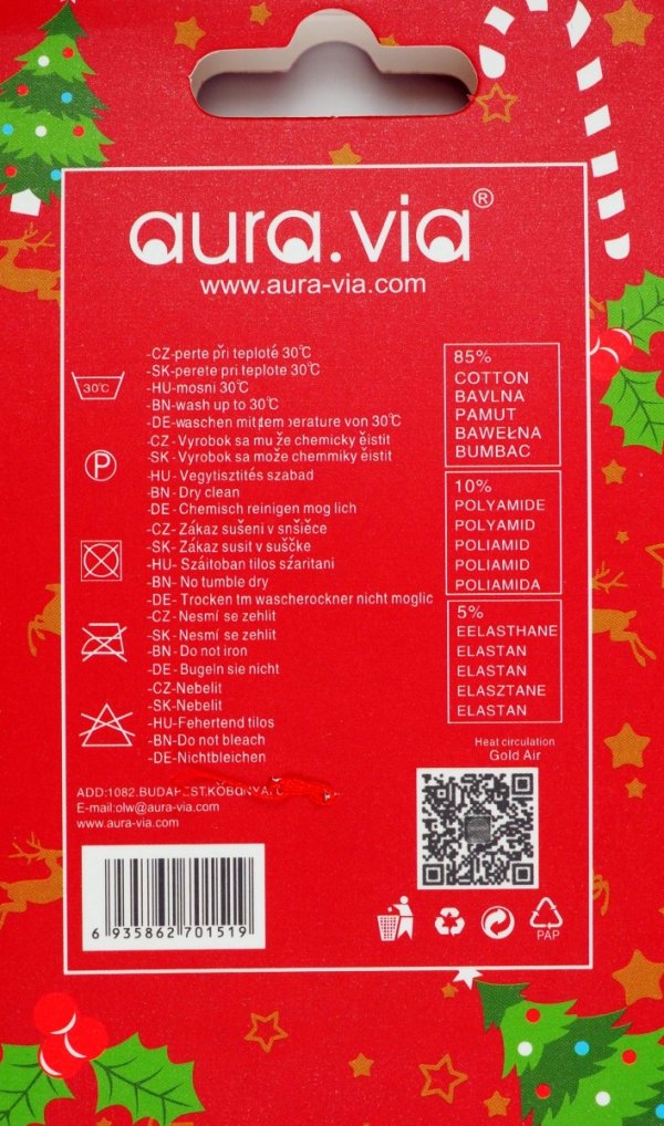 Skarpety świąteczne 35-38 AuraVia,skarpetki gwiazdka unisex mikołaj prezent