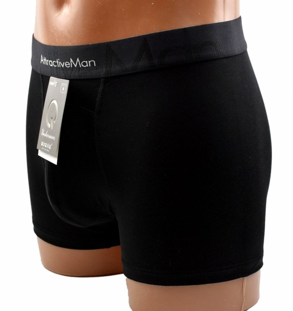Bokserki męskie Auravia–czarne, bambus 85%, elastyczny pas AttractiveMan, rozmiar M