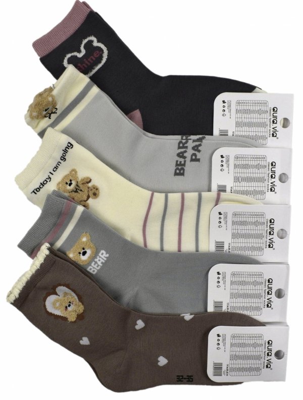 Skarpety dziewczęce z haftem misiów to idealny wybór dla małych stópek. Bawełna dba o wygodę, a modne detale o wyjątkowy wygląd.