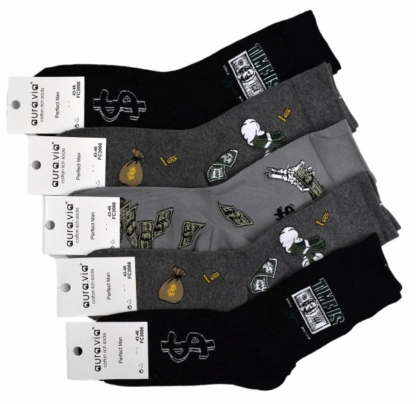 Aura.Via wesołe skarpety męskie 39-42–banknoty, dolary i monety w zestawie