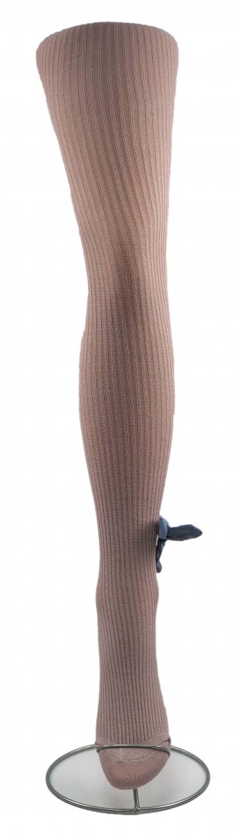 Rajstopki z Prążkowaną Strukturą i Kokardką w Grochy 4-6 lat  90% bawełny