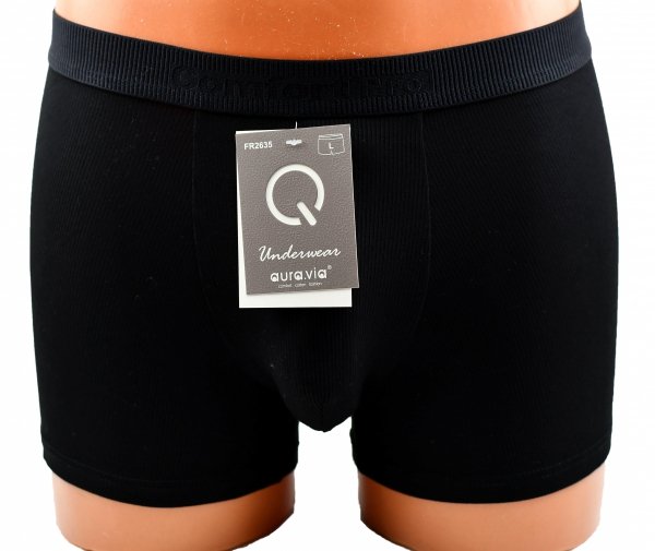 Czarne bambusowe bokserki prążkowane Aura.Via Comfort Pro, rozmiar L