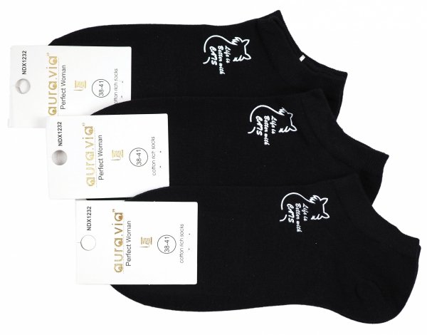 Stopki dla tych, którzy wiedzą, co sprawia, że życie jest lepsze – koty! Wykonane z przewiewnej bawełny, ozdobione napisem "Life is better with cats" i kocim konturem, skarpetki te są pełne uroku i poczucia humoru.