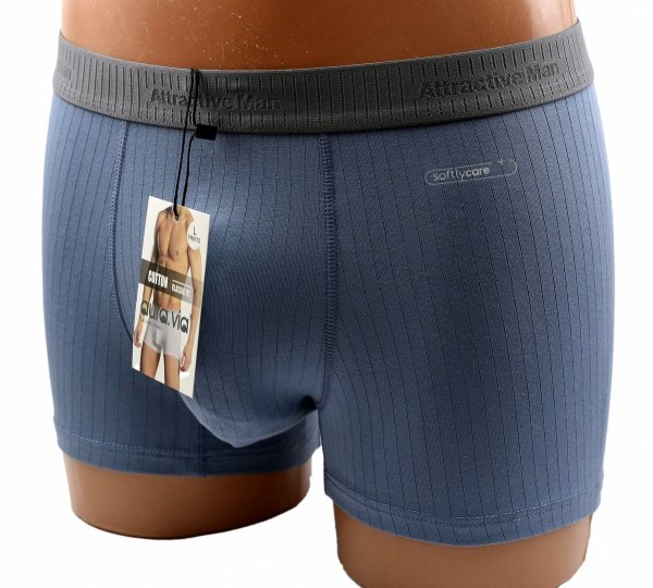 Auravia–niebieskie prążkowane bokserki męskie, 95% bawełny, rozmiar 2XL