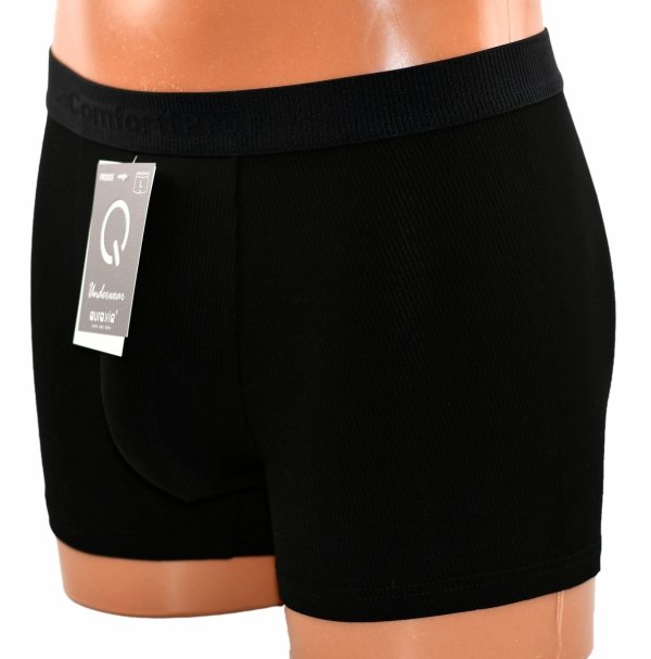 Czarne bambusowe bokserki prążkowane Aura.Via Comfort Pro, rozmiar 2XL
