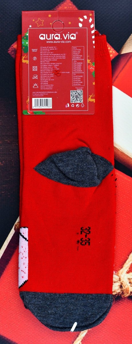 Świąteczne skarpety Aura.Via z brokatem–wyjątkowy blask na zimę 32-35