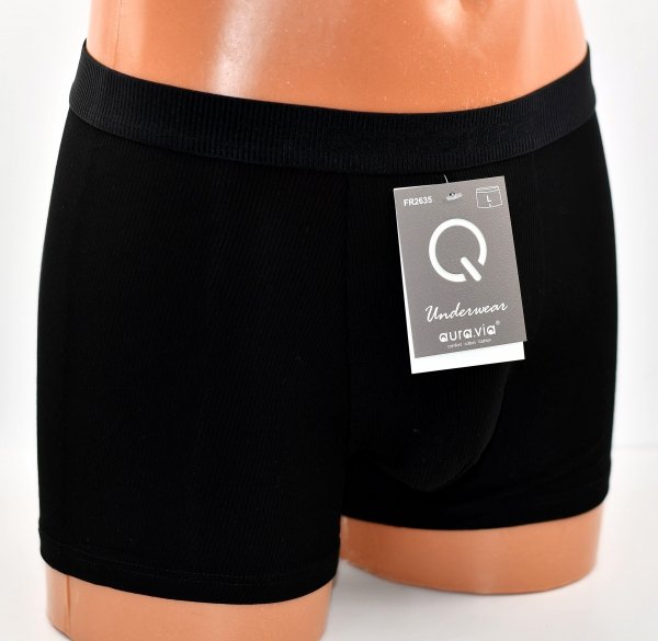 Czarne bambusowe bokserki prążkowane Aura.Via Comfort Pro, rozmiar XL