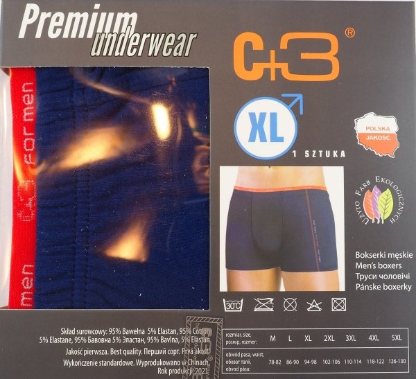 Opakowanie - Bawełniane bokserki męskie, jakość firmy C+3 roz XL