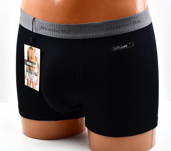 Prążkowane bokserki Auravia–czarne, classic fit, płaskie szwy, rozmiar 3XL