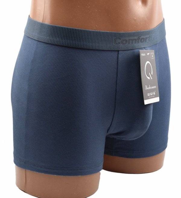 Niebieskie bambusowe bokserki męskie Comfort Pro–prążkowane, rozmiar L