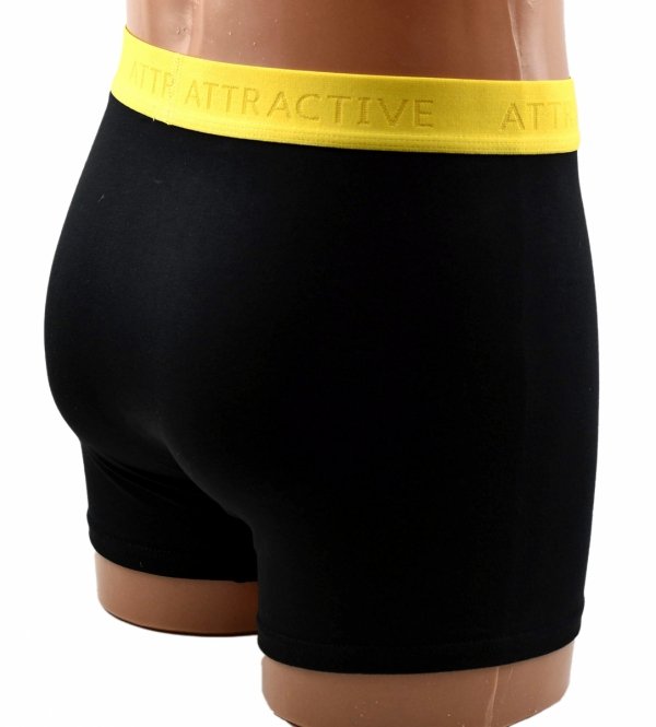 Aura.Via bokserki męskie bawełniane – czarne z żółtym pasem ATTRACTIVE, L