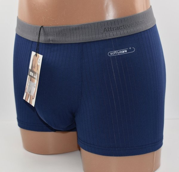 Prążkowane bokserki Auravia–niebieskie, classic fit, płaskie szwy, rozmiar 3XL