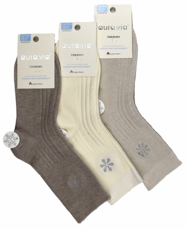 Wybierz damskie skarpety THERMO z alpaki – miękkie, elastyczne i niezwykle ciepłe. Prążkowana struktura zwiększa izolację, a haftowana śnieżynka dodaje dziewczęcego uroku.