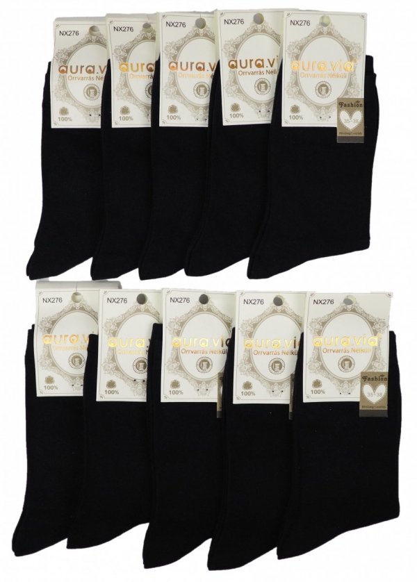 Uniwesalne skarpetki klasyczne, wykonane z wosokiej jakości bawełny. Zestaw 10 par w rozmiarze 35-38 firmy Aura.via. Model NX276.