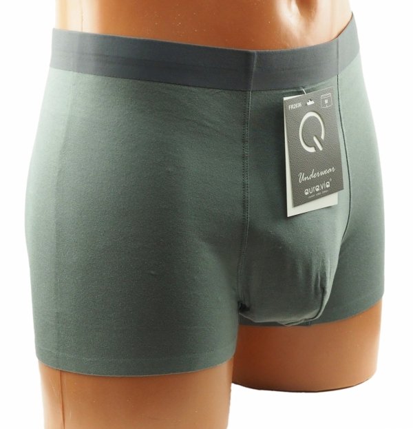 Oddychające, elastyczne i trwałe – zielone bokserki Aura.Via z bambusa zapewniają komfort przez cały dzień.