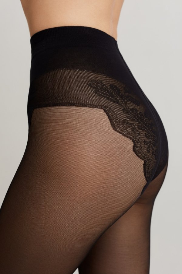 Eleganckie Rajstopy Conte Bikini 40 Den z Imitacją Ażurowej Bielizny