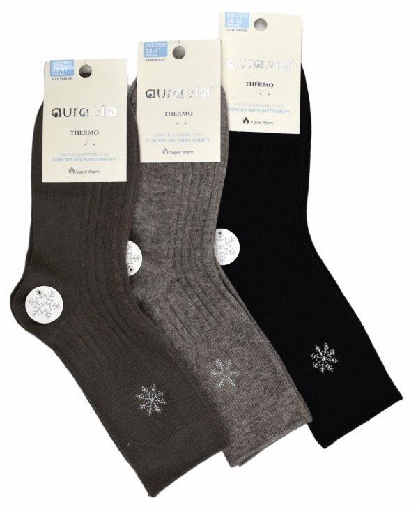 Zimowe skarpety damskie THERMO-elegancka śnieżynka 38-41