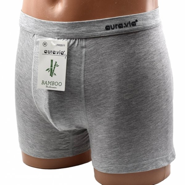 Jasnoszare bambusowe bokserki męskie Aura.Via – naturalna świeżość i styl, rozmiar 2XL