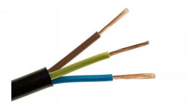 Przewód mieszkaniowy H03VV-F (OMY) 3x0,75 czarny 300/300V /100m/