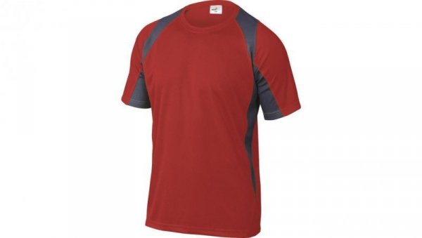 T-Shirt czerwono-szary z poliestru (100) 160G szybkoschnący rozmiar L BALIRGGT