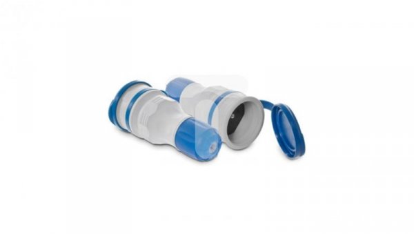 Gniazdo przenośne z klapką 16A 2P+Z 250V IP54 szary/niebieski GN-54 W-97979