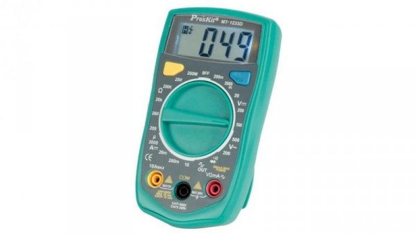 Miernik cyfrowy multimetr 500V AC/DC 10A DC 200M Om MT-1233D