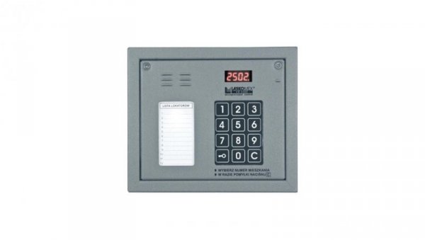 Cyfrowy panel domofonowy systemu CD-2502. Wyposażony w klawiaturę numeryczną, listę lokatorów i czytnik RFID CP-2502NR srebrny