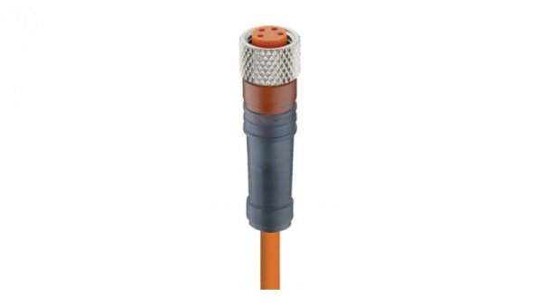 Kabel konfekcjonowany jednostronnie M8 4-pinowy żeńskie proste złącze z samoblokującym gwintem pomarańczowy PVC RKMV 4-07/10 M