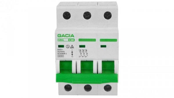 Wyłącznik nadprądowy 3P C 10A 6kA AC / SB6L-3P-10C