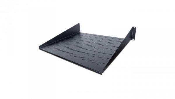 Półka 2U 400mm rack 19, 2 pkt mocowania, perforowana czarna