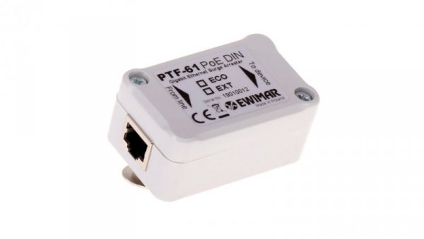 Ochronnik przeciwprzepięciowy sieci LAN 1000Mbit na szynę DIN, PTF-61-ECO / DIN PTF-61-ECO/PoE/DIN