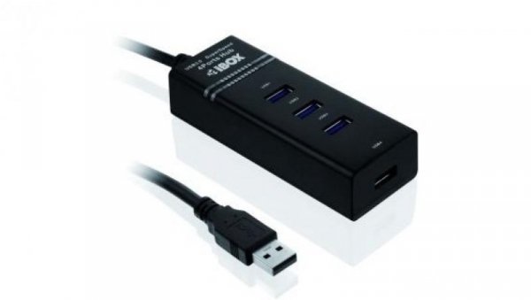 Hub IBOX USB 3.0 CZARNY 4-PORTY IUH3FB (4x USB 3.0 kolor czarny)