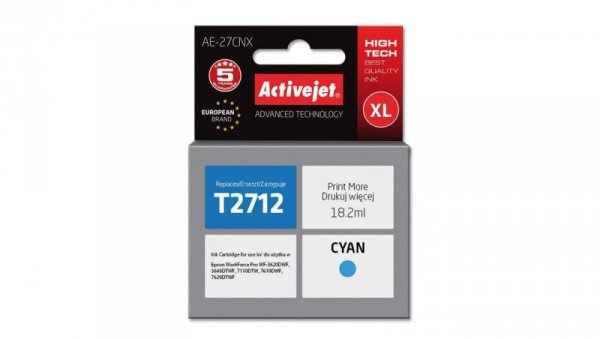 Tusz Activejet AE-27CNX (zamiennik Epson 27XL T2712 Supreme 18 ml niebieski)