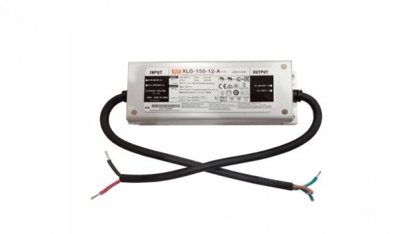 Zasilacz MeanWell 150W 12VDC 12,5A XLG-150-12-A IP67 filtr PFC