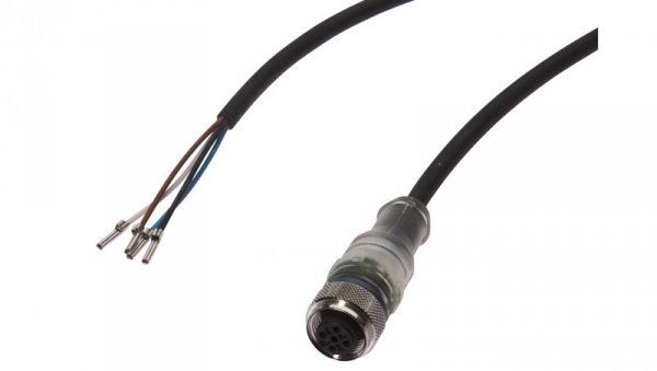 Kabel konfekcjonowany jednostrony złącze M12 żeńskie 4-pin prosty wolny koniec przewodu 4x0,34mm² 5m IP67 wskaźnik LED VK500425