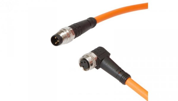 Złącze do samokonfekcjonowania M8 kątowe żeńskie 3-pinowe M8 męskie proste 3-pinowe 3x0.25mm² PUR 60V -40-90 stC IP69K VK20RF70