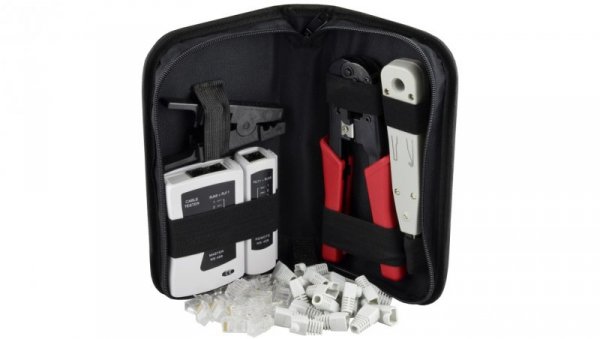 Zestaw narzędzi sieciowych Tester LAN Zaciskara RJ45 Komplet 6 elementów + etui NEKU