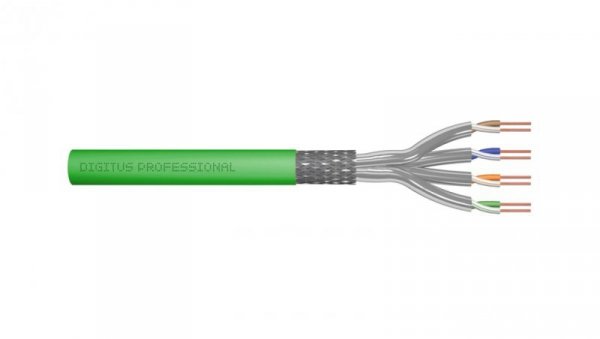 Kabel teleinformatyczny S/FTP kat.8.2 4x2xAWG22 LSOH drut zielony Dca DK-1843-VH-05 /50m/