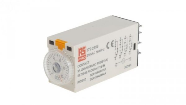 Przekaźnik czasowy zwłoczny jednofunkcyjny 0.5 → 10s 4PDT 4-stykowy 4PDT 230V ac