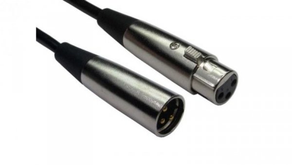 Zespół kablowy XLR, 15m, złącze A: Męskie, złącze B: Żeńskie, Czarny