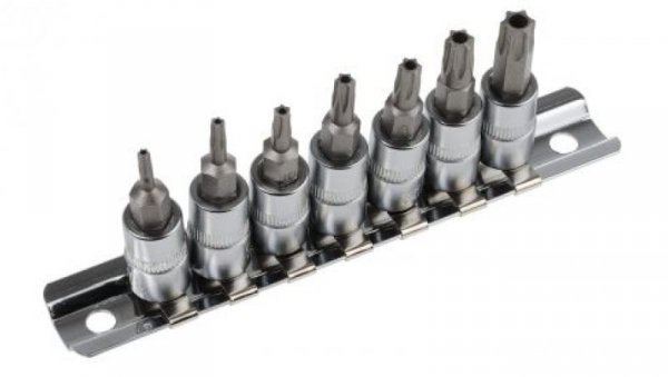 Końcówka wkrętakowa Torx, materiał Stal chromowo-molibdenowo-wanadowa, T10, T15, T20, T25, T30, T40, T8, 7 szt.