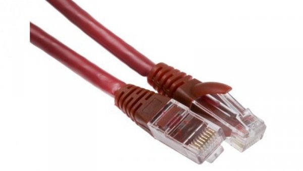 Kabel kategorii 6, Czerwony, Wtyk RJ45/męski RJ45dł.: 500mm, mat. koszulki: LSZH