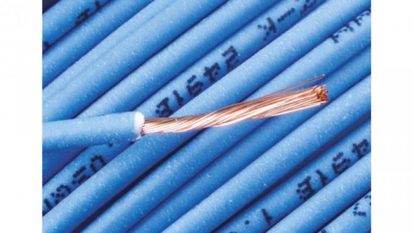 Przewód jednożyłowy linkowy, 2491B, 1 mm², 32/0,2 mm, 17 AWG, Bezhalogenowe, 500 V, Niebieski, dł. 100m, RS PRO