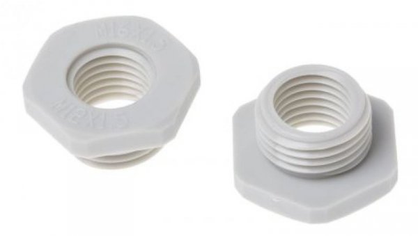 Adapter do dławnic kablowych, M16 → M12, materiał: Nylon 66, kolor: Szary, RS PRO