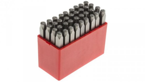 Zestaw wybijaków liter, 36-szt., (27 części x stempel stalowy z kropkowaną wielką literą angielską A → Z, 9